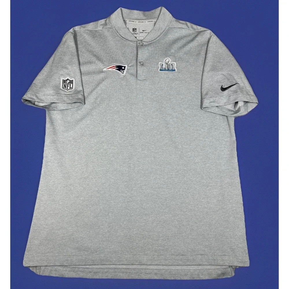 Nike NFL On Field Apparel Men's Super Bowl 52 Patriots‎ Henly Size Large Gray